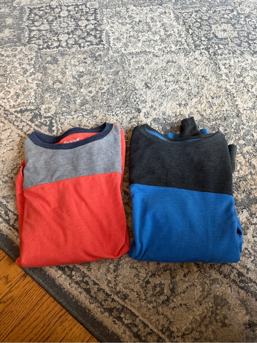Cat & Jack Men's Colorblock Crewneck Sweaters - Red/Gray and Blue/Black